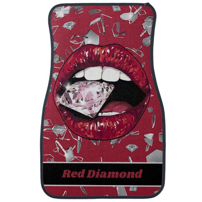 Blue shattered glass and diamonds  car floor mat (Front)
