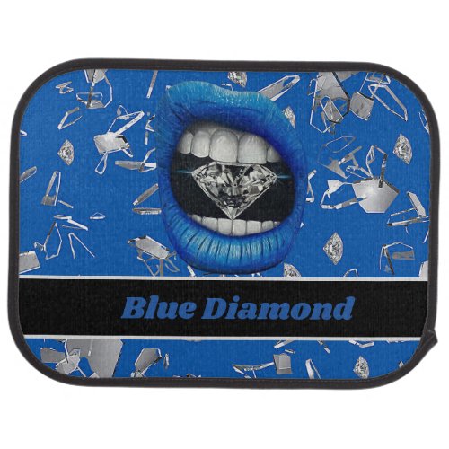 Blue shattered glass and diamonds  car floor mat