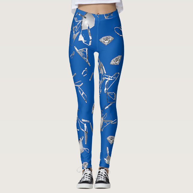 Blue shattered glass and diamonds leggings (Front)