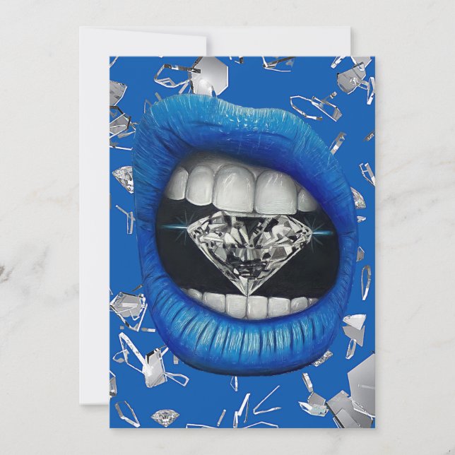 Blue shattered glass and diamonds tote bag thank you card (Front)