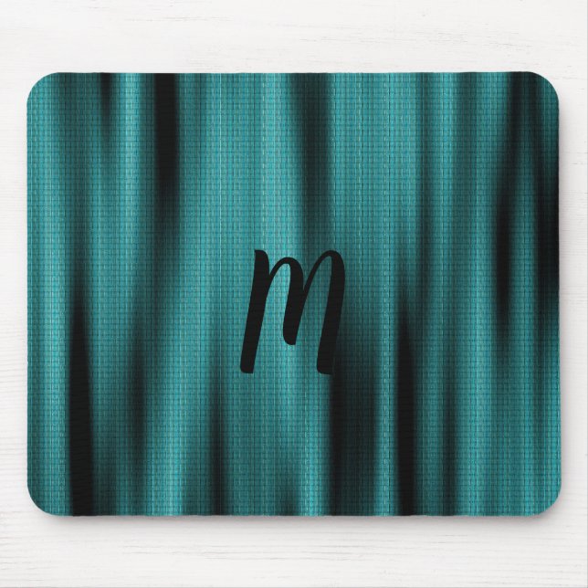 Blue Sheen Texture Personalize Monogram Mouse Pad (Front)