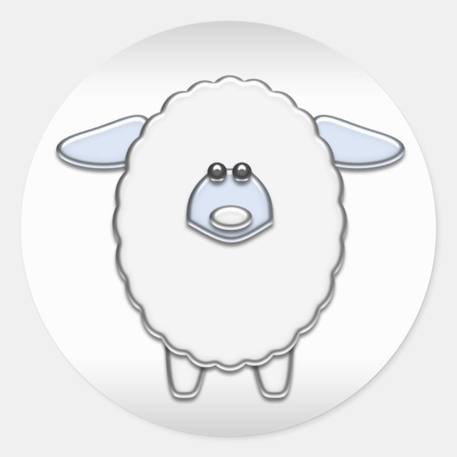 Blue Sheep Baby Shower Stickers (Front)