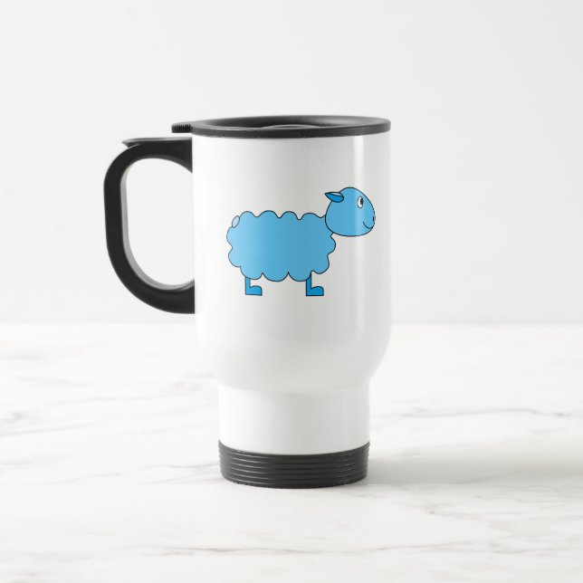 Blue Sheep. Travel Mug (Left)