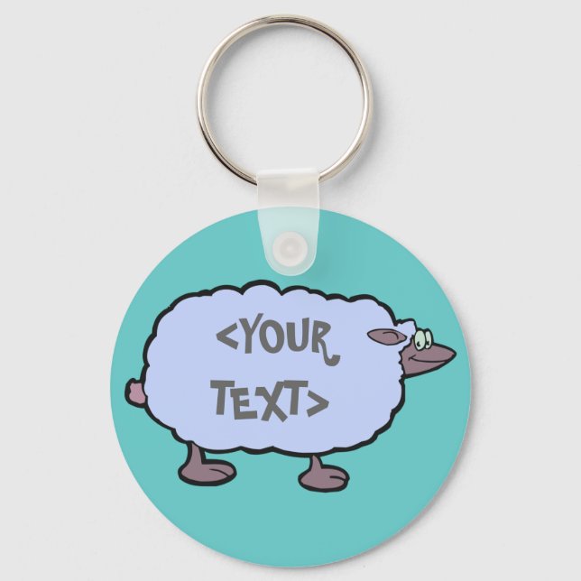 Blue Sheep, <YOUR TEXT> Keychain (Front)