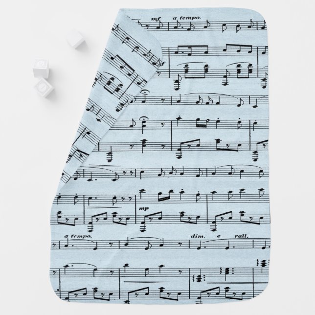 Blue Sheet Music Baby Blanket (In Situ)
