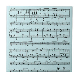 Blue Sheet Music Ceramic Tile