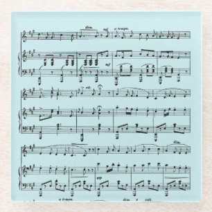 Blue Sheet Music Glass Coaster