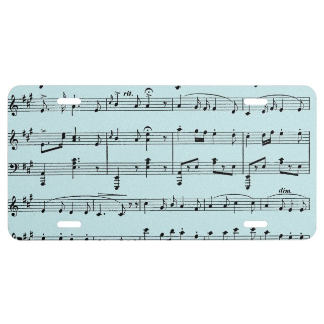 Blue Sheet Music License Plate (Front)
