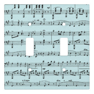 Blue Sheet Music Light Switch Cover