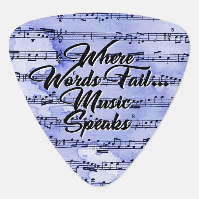 Blue Sheet Music Quote Triangle Guitar Pick (Front)