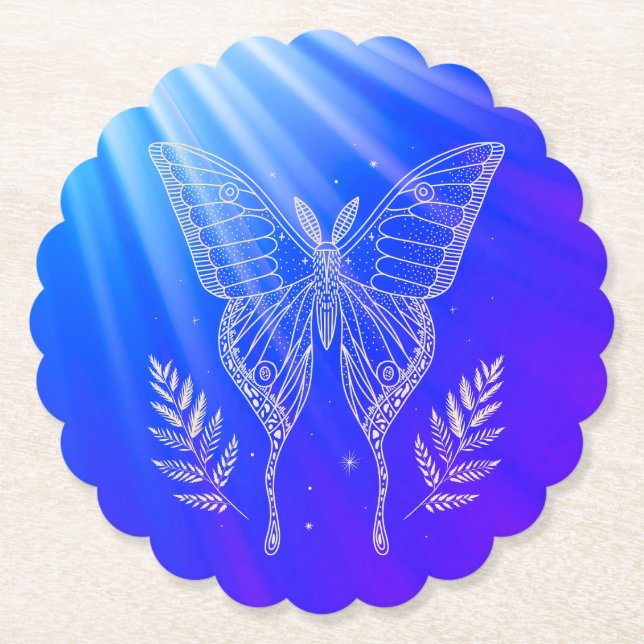 blue shell coaster silver butterfly (Front)