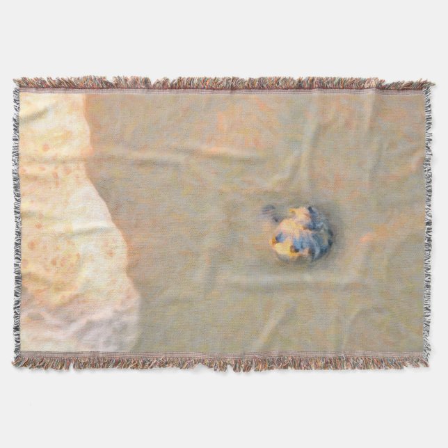 Blue shell in the path of a wave throw blanket (Front)