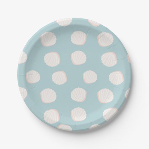 Blue Shell Pattern Paper Plates