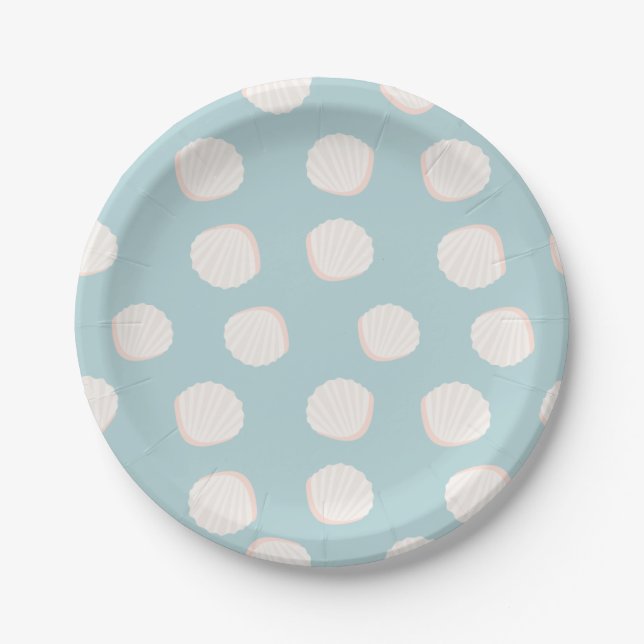 Blue Shell Pattern Paper Plates (Front)