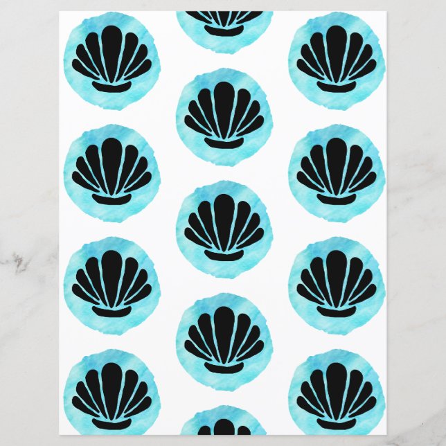 Blue Shell Pattern Scrapbook Paper (Front)
