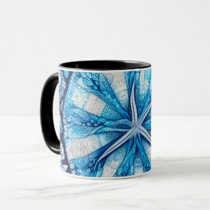 Blue Shells Beach Batik Starfish Sand Dollar Mug