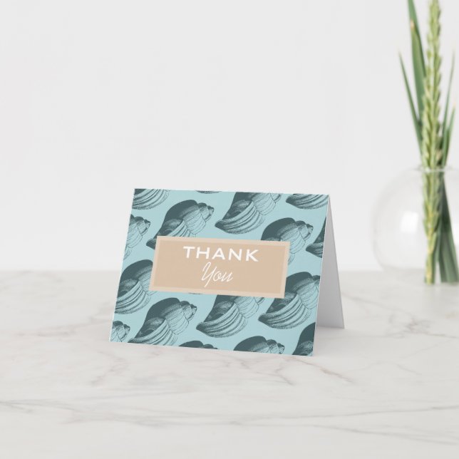 Blue Shells Letterpress Thank You Card (Front)