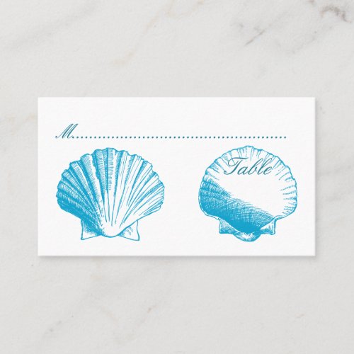 Blue Shells Wedding Reception Seating Cards Business Card Templates