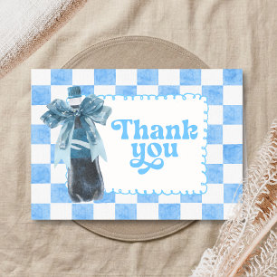 Blue She's Ready to Pop Baby Shower Letterpress Thank You Card