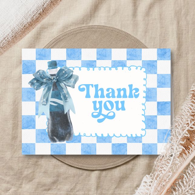 Blue She's Ready to Pop Baby Shower Thank You Card (Ready to Pop Cola Baby Shower Thank You Card)