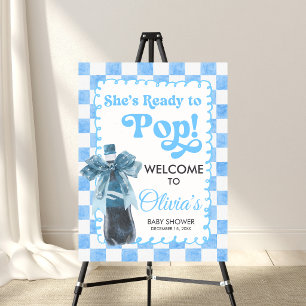 Blue She's Ready to Pop Baby Shower Welcome Sign