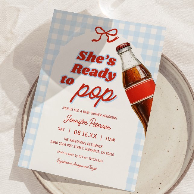 Blue She's Ready To Pop Soda Baby Shower Invitation (Creator Uploaded)