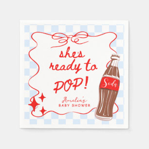 Blue She's Ready to Pop Soda Baby Shower Napkins