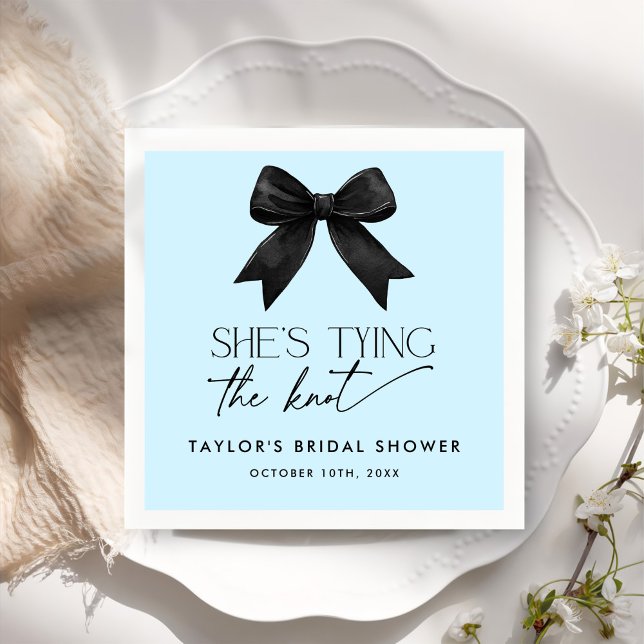 Blue She's Tying The Knot Bridal Shower Napkins (Creator Uploaded)