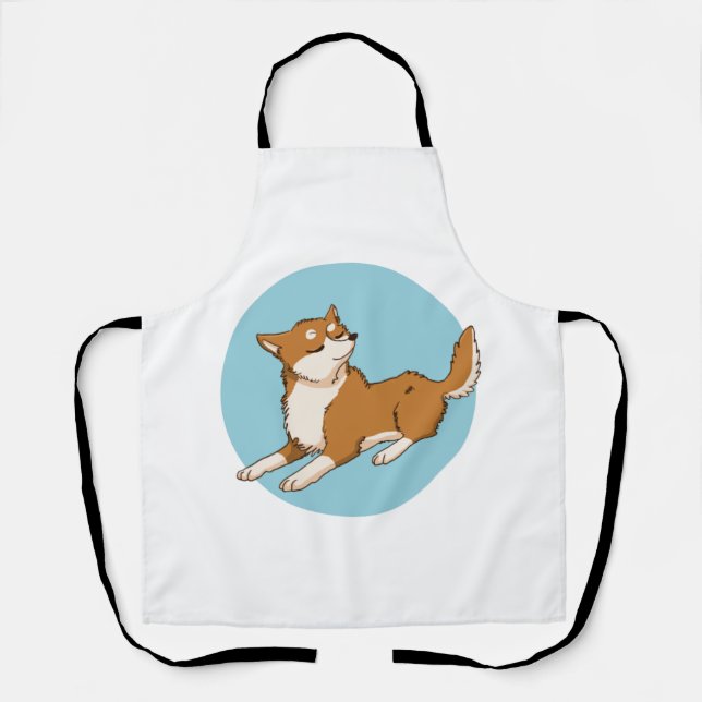 Blue shiba design. apron (Front)