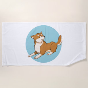 Blue shiba design. beach towel