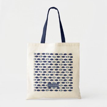 Blue Shibori Pattern Personalized Name Tote Bag by Lovewhatwedo at Zazzle