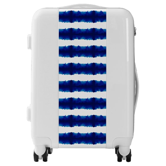 Blue Shibori Stripe Boho Pattern Luggage (Front)