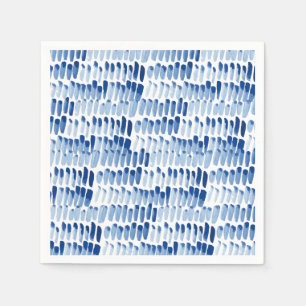 Blue shibori watercolor short lines pattern napkins