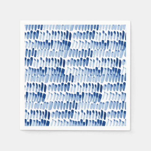 Blue shibori watercolor short lines pattern napkins