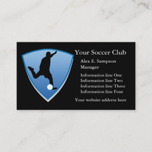 Blue Shield Soccer Player Business Template Business Card