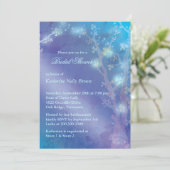 Blue Shimmer Cute Winter Bridal Shower Invitation (Standing Front)