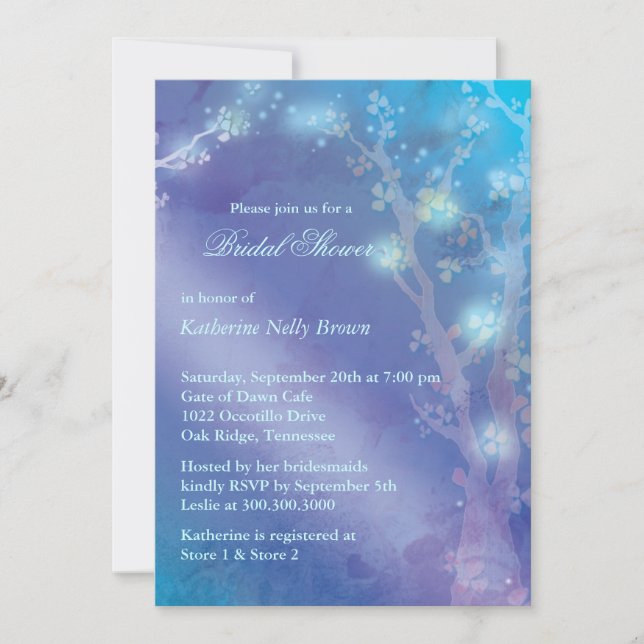 Blue Shimmer Cute Winter Bridal Shower Invitation (Front)