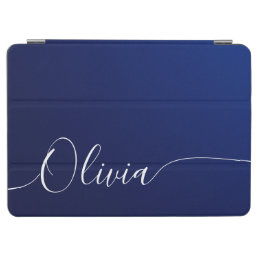 Blue Shimmer Elegant Calligraphy Script Name iPad Air Cover