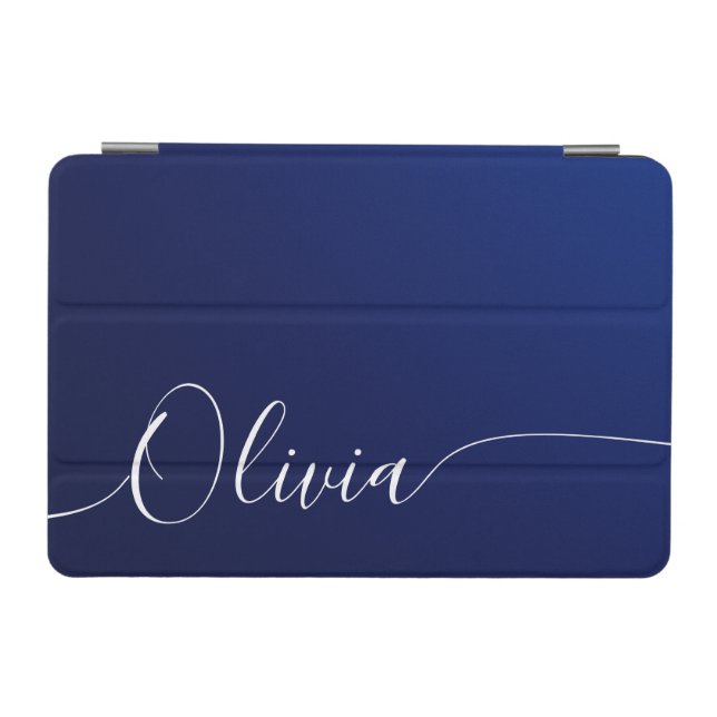 Blue Shimmer Elegant Calligraphy Script Name iPad Mini Cover (Horizontal)
