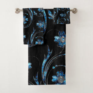 Blue Shimmer Floral 2 Bath Towel Set
