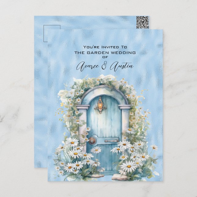 Blue Shimmer Garden Door Daisy  Postcard (Front/Back)