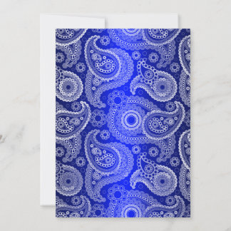 Blue Shimmer Satin & Paisley Wedding Invitation