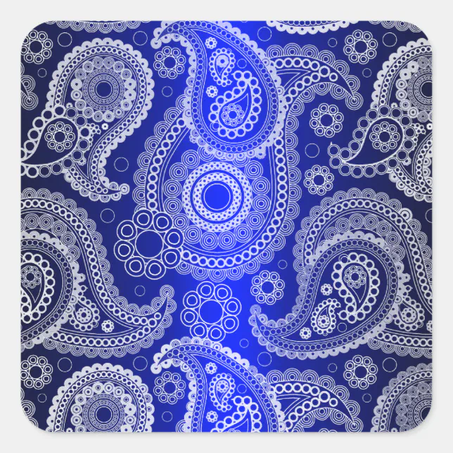 Blue Shimmer Satin White Lace Paisley Stickers | Zazzle