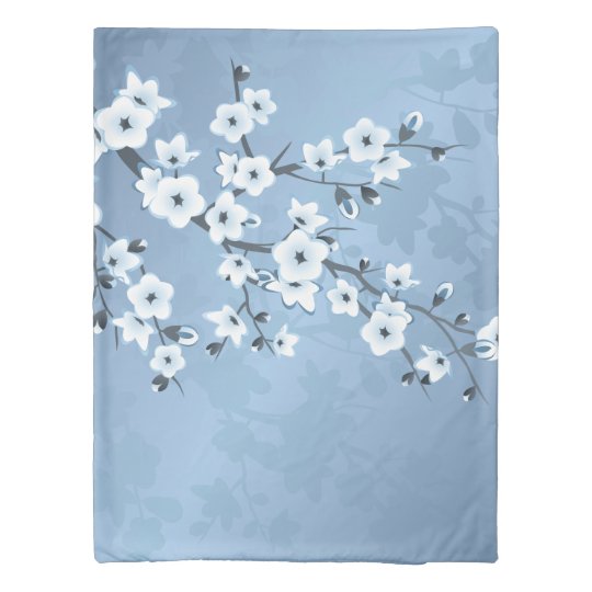 Blue Shimmering Cherry Blossom Duvet Cover | Zazzle.com