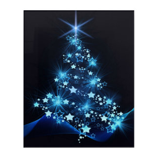Blue Shine of Stars on Christmas Tree Dark Acrylic Print