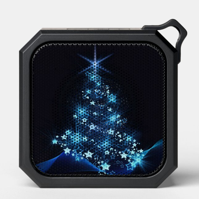 Blue Shine of Stars on Christmas Tree Dark  Bluetooth Speaker (Front)