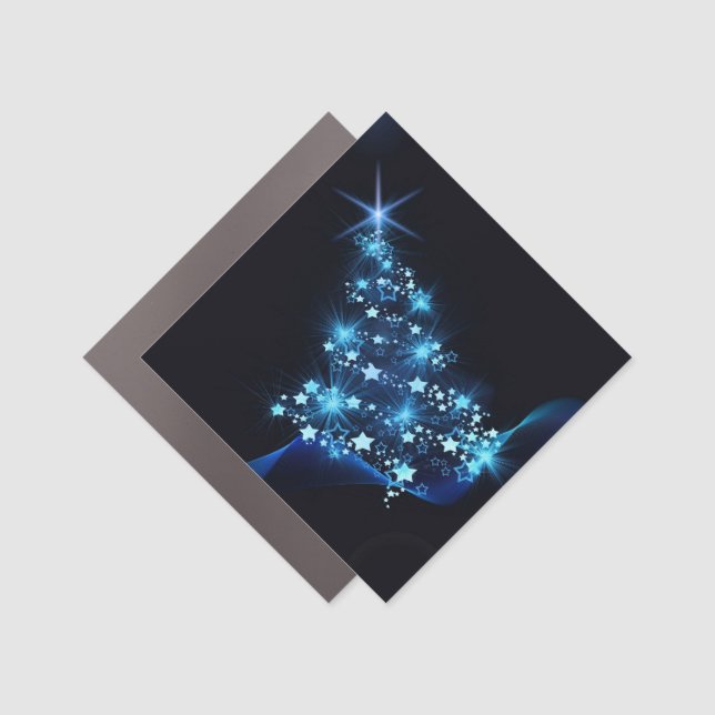 Blue Shine of Stars on Christmas Tree Dark  Car Magnet (Front)