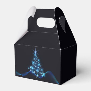 Blue Shine of Stars on Christmas Tree Dark Favor Boxes