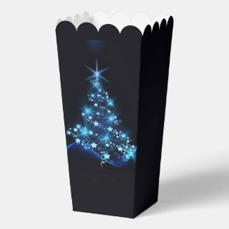 Blue Shine of Stars on Christmas Tree Dark  Favor Boxes