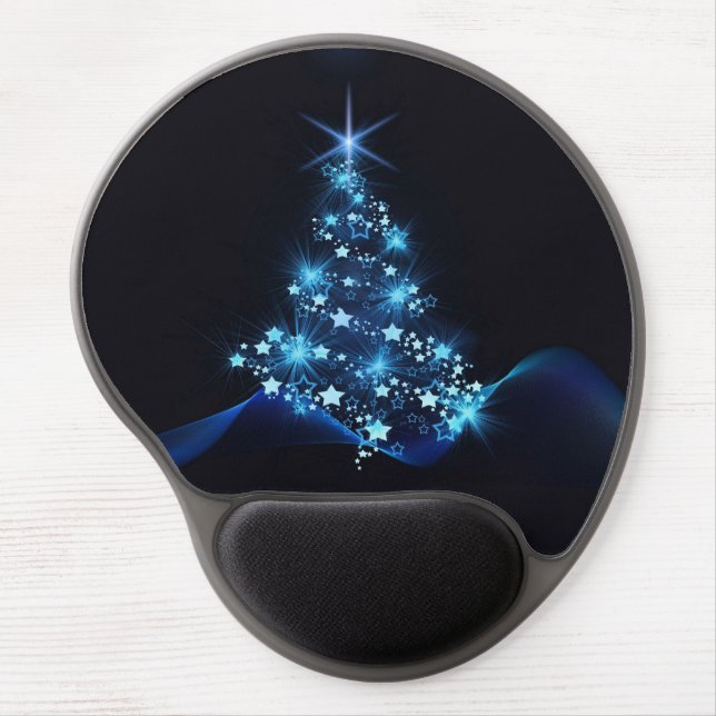 Blue Shine of Stars on Christmas Tree Dark  Gel Mouse Pad (Front)